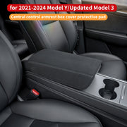 Car Interior Armrest Cover Faux Leather for Model Y and 3 Protective Mat