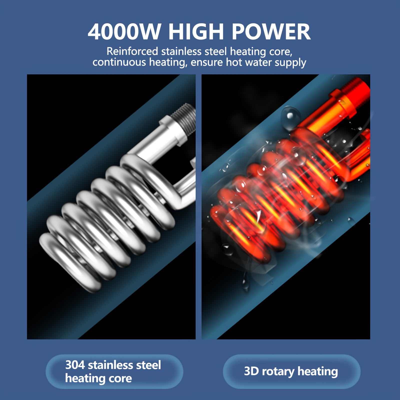 4000W Electric Tankless Water Heater with LED Display Touch Controls for Kitchen Bathroom