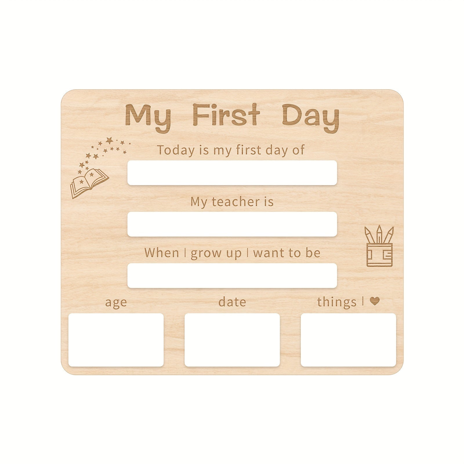 Tablero de hitos de madera blanca para recuerdos de regreso a clases, accesorio reutilizable para fotos para niños y niñas