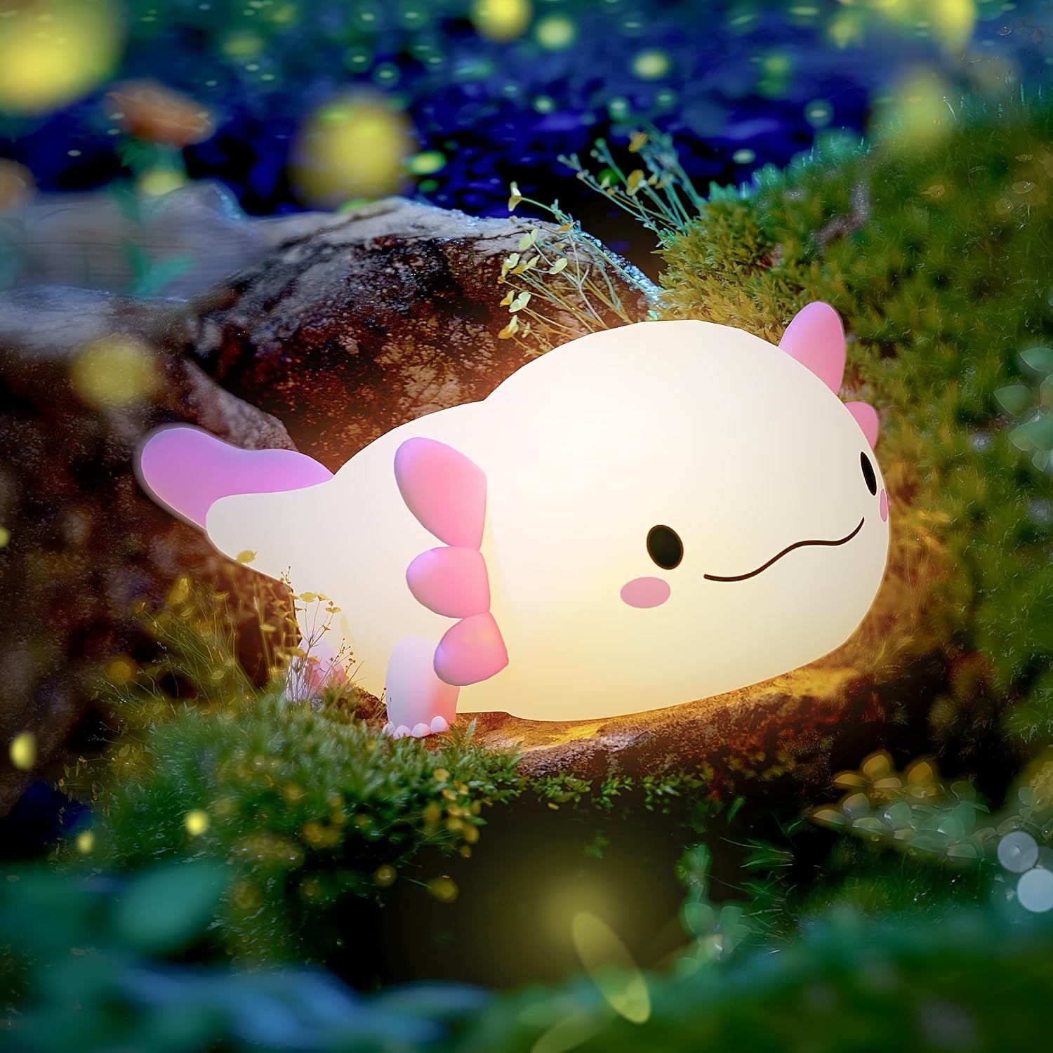 Axolotl Night Light for Kids Touch Control Dimming Timer USB Rechargeable Silicone Lamp for Bedroom