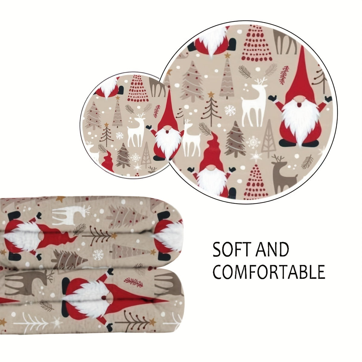 Christmas Holiday Throw Blanket Flannel Fleece Santa Reindeer Digital Print