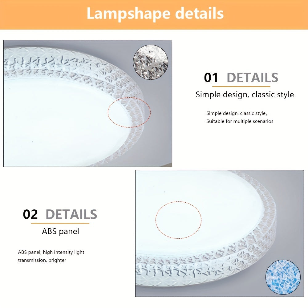 13 Inch LED Ceiling Light Daylight White 6000K Flush Mount Acrylic Shade