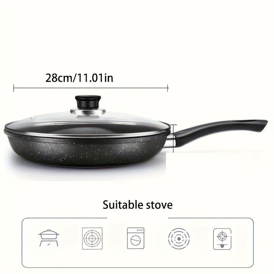 Cast Iron Skillet Set with Non-Stick Coating Lid and Spatula for Cooking