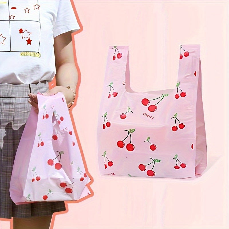 Set of 25/50 Cherry Pattern Gift Bags for Weddings Parties Jewelry Storage