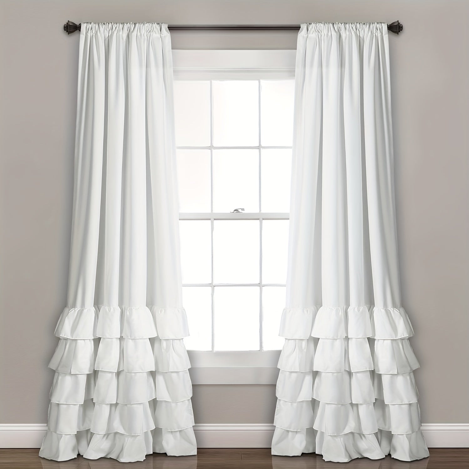 Heavy Duty Pleated Lace Window Curtains for Living Room 132cm x 213cm