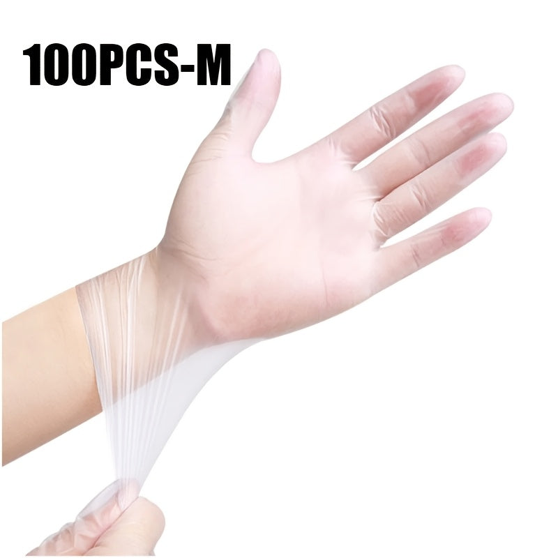 100/200pcs Transparent Waterproof TPE Disposable Gloves Non-Latex Slip-Resistant for Kitchen Tattoo Hair Dyeing Pet Grooming