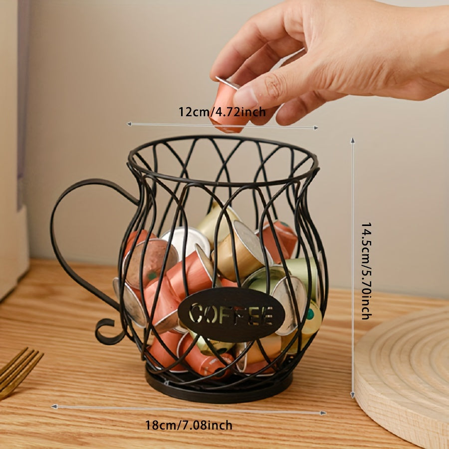 Black Coffee Capsule Storage Rack for Kitchen Counter and Bar