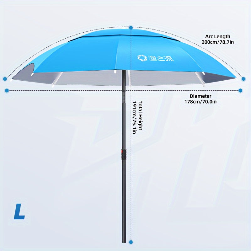 Fishing Umbrella Portable Durable with Fixed Ground Plug for Multiple Terrains Blue