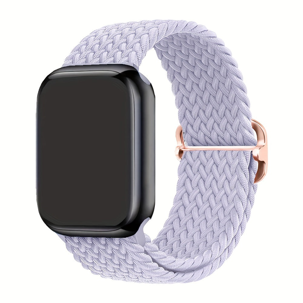 Apple Watch uchun nylon to'qilgan halqa tasmasi, moslashuvchan, elastik, suv o'tkazmaydigan va terga chidamli. Bir nechta ranglarda Ultra2/9/8/7/6/5/4/3 SE iWatch modellari uchun mos keladi. Zamonaviy va moslashuvchan.