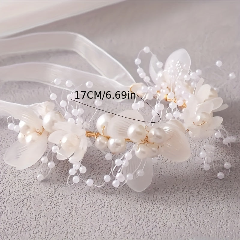 Faux Pearl Mesh Hairband for Bridal Wedding Headpiece Elegant Hair Accessories
