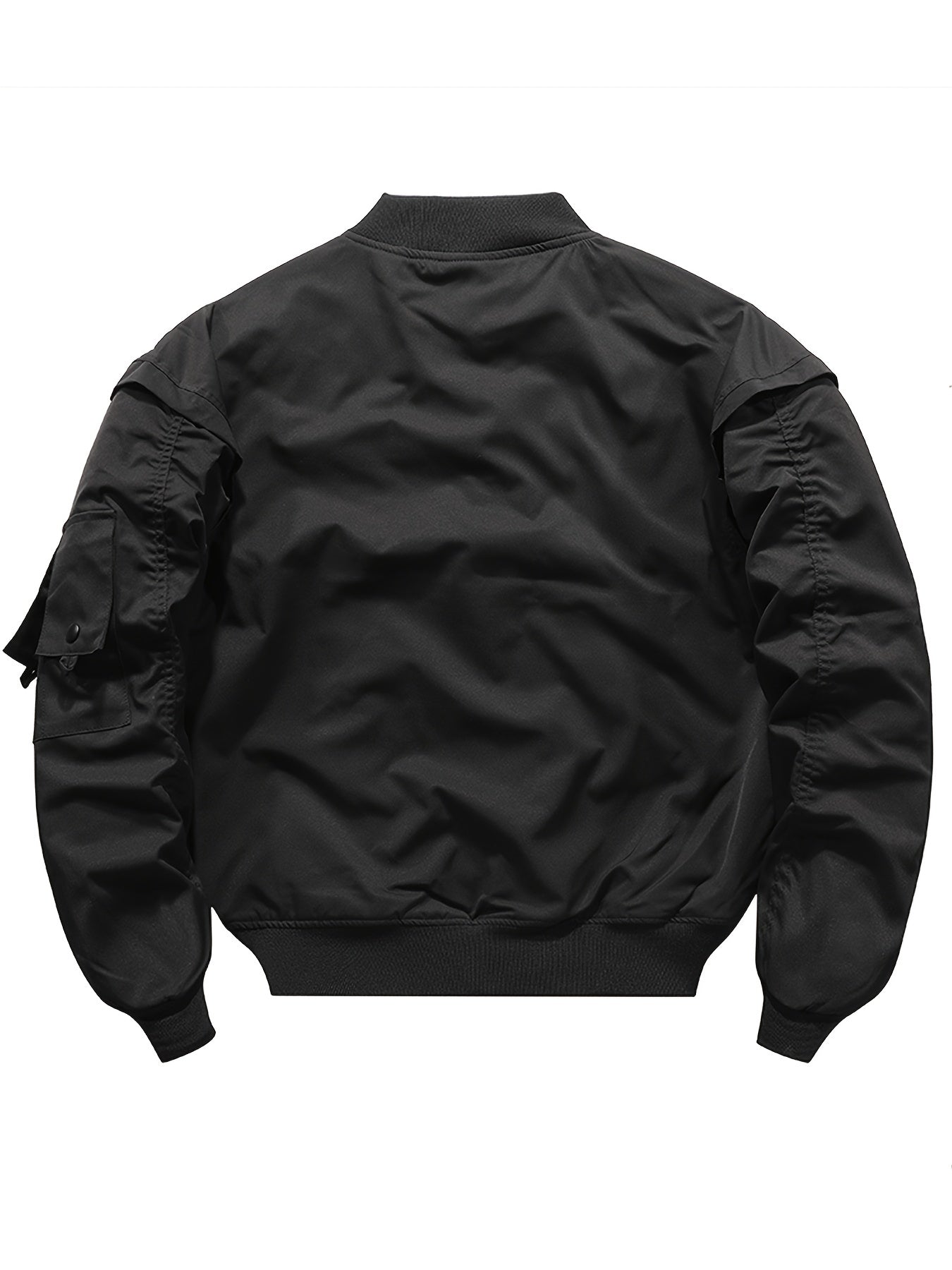 Men's Lightweight Bomber Jacket with Baseball Collar and Embroidered Varsity Design