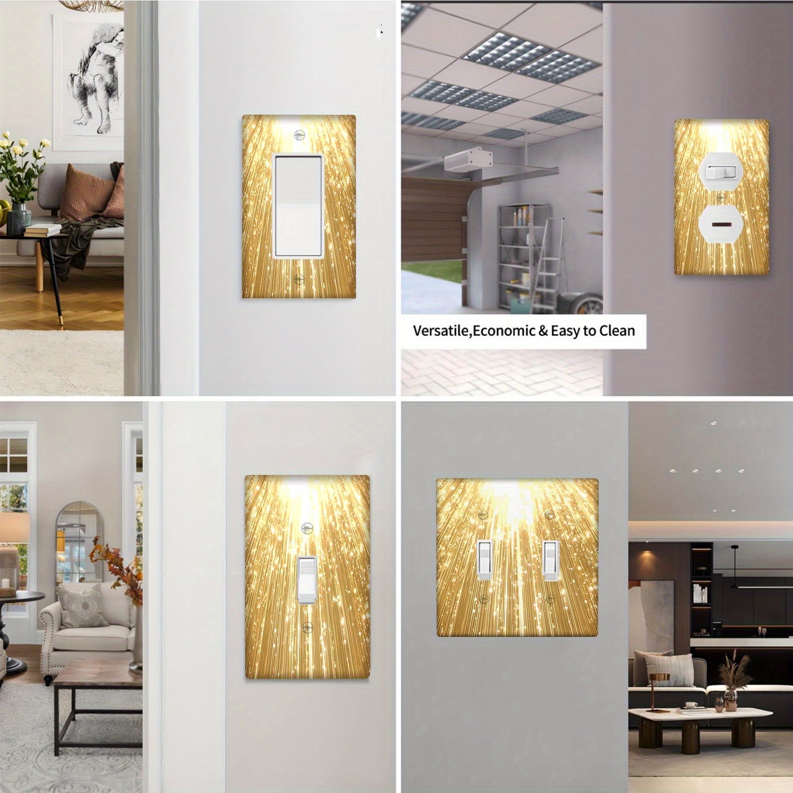 Oltin porloq yoritish kalit qopqog'i, bezakli san'at dizayni, batareyasiz, tozalash oson, uy bezatish uchun ko'p maqsadli, standart o'lcham.