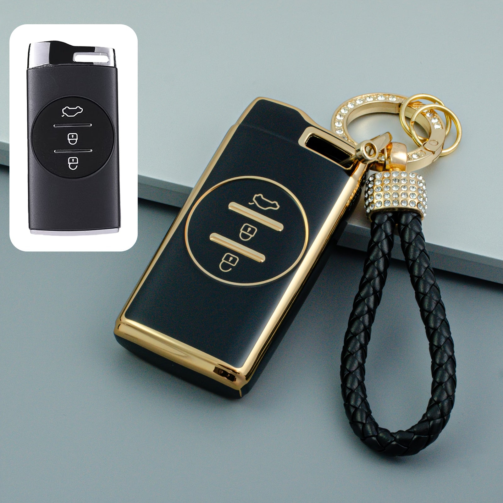 Universal Soft TPU Key Fob Cover with Keychain for Vehicles