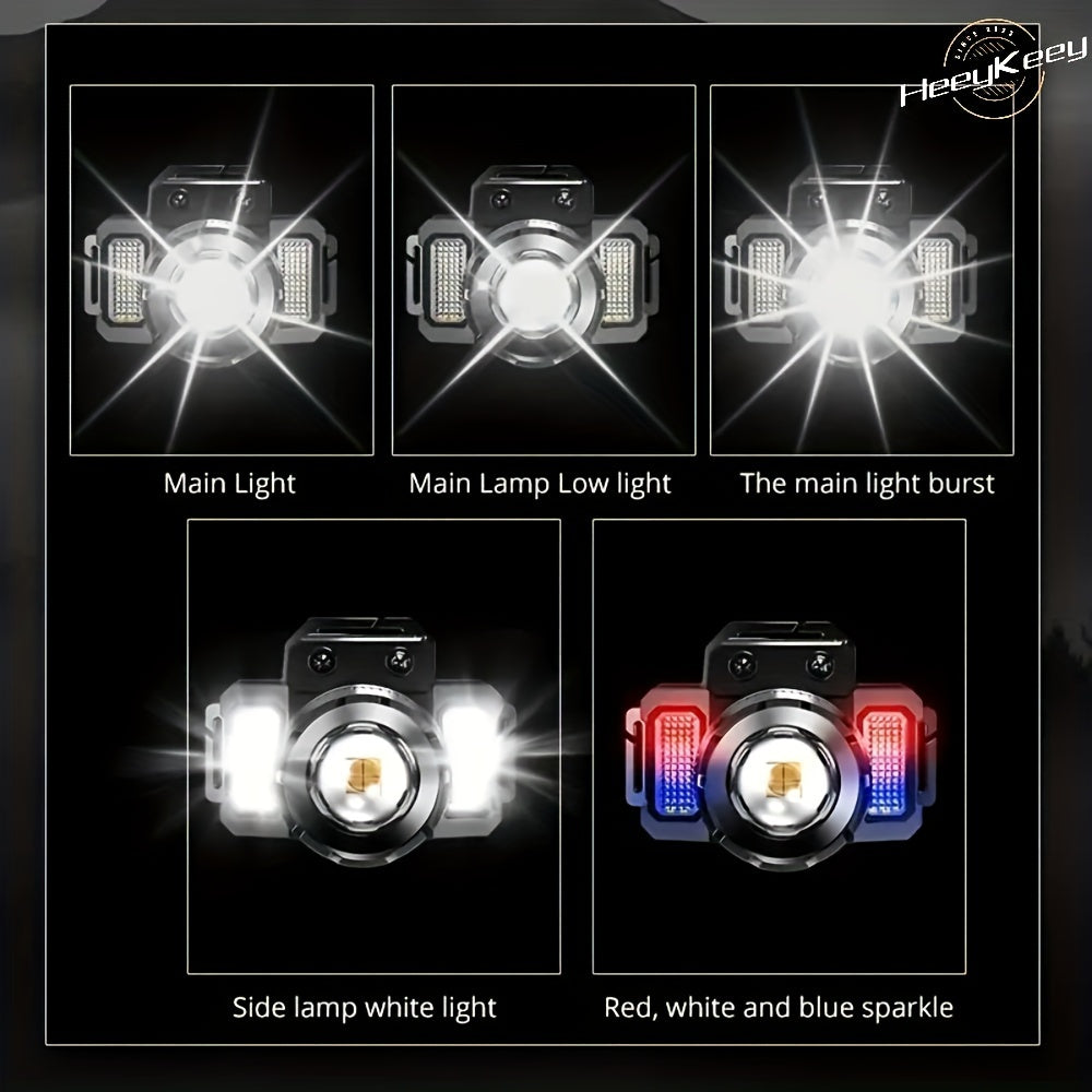 Rechargeable LED Headlamp with Infrared Sensor Zoom for Outdoor Activities