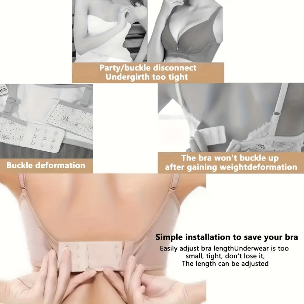 12 Pack Comfort Stretch Bra Extenders Adjustable Hooks Soft Polyester Knit Solid Color