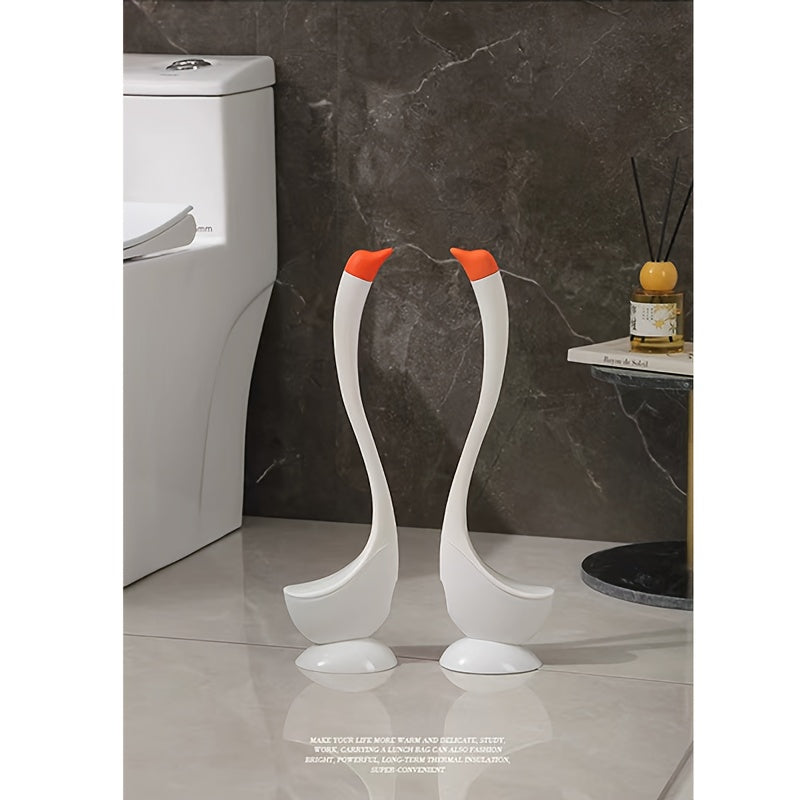 Swan-Shaped Toilet Brush Long Handle Non-Scratch Plastic Bathroom Cleaner