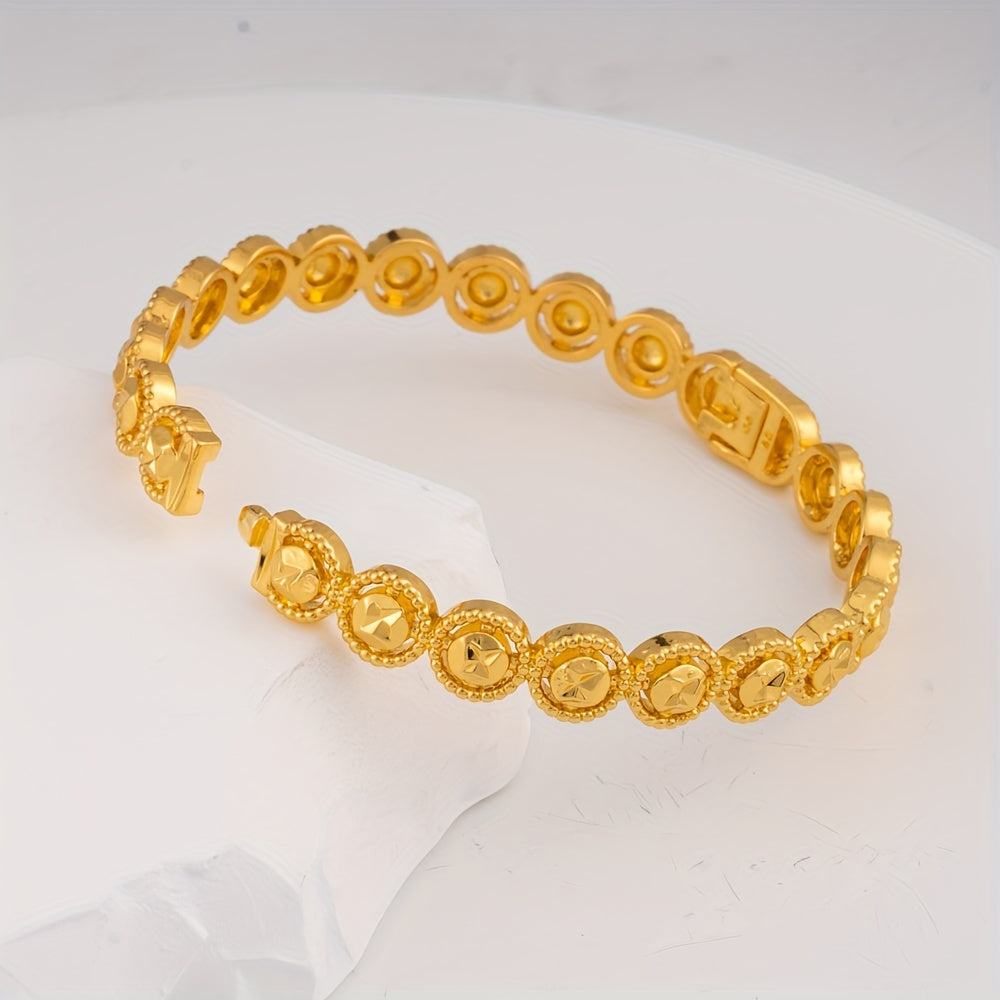 Set of 4 Gold-Plated Open Cuff Bracelets for Women Fashion Jewelry