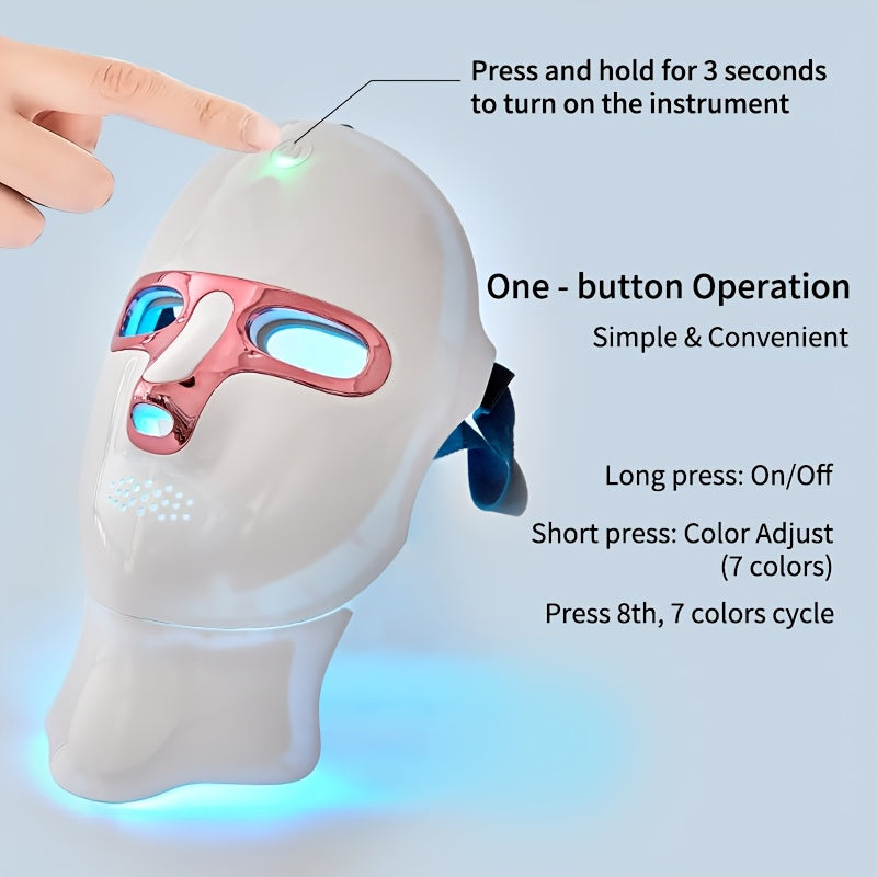 Dispositivo de cuidado facial con LED de 7 colores para mujer, recargable, pantalla táctil, portátil, regalo