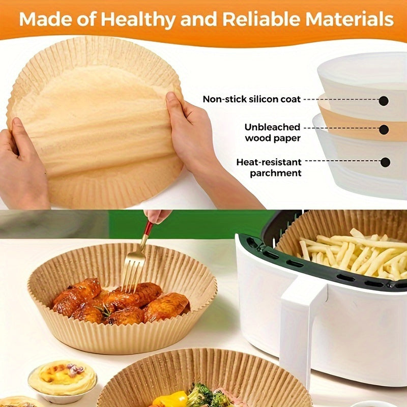 Round Silicone-Coated Non-Stick Air Fryer Liners for Baking and Cooking