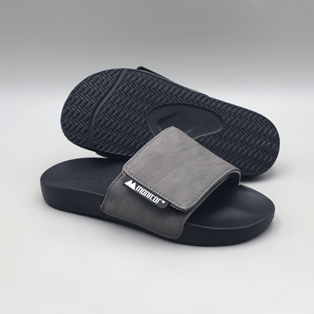 Men's Adjustable Solid Color Open Toe Slippers with Non-Slip EVA Sole