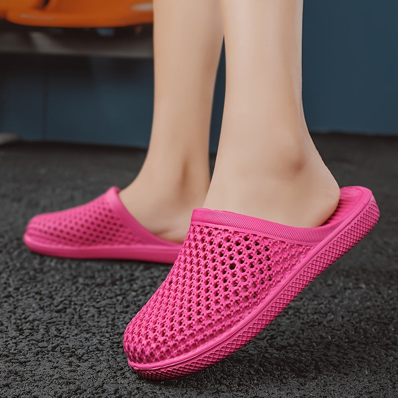 Women's Hollow Out Flat Clogs Solid Color Closed Toe Summer Shoes