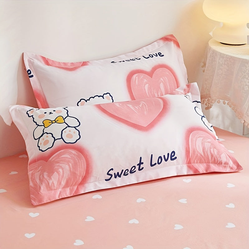 Conjunto de ropa de cama Love Bear para todas las estaciones con funda de edredón, fundas de almohada y sábanas ajustables