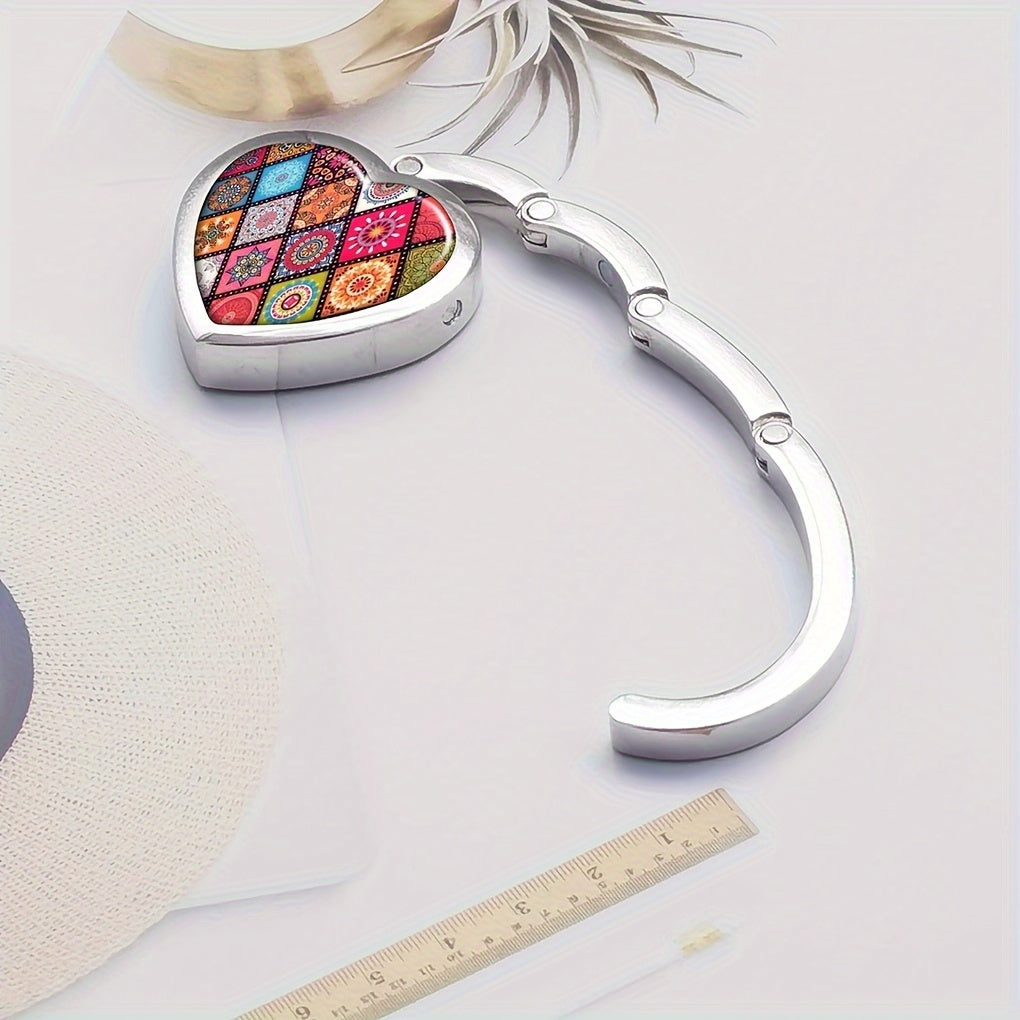 Heart-Shaped Boho Chic Foldable Purse Hook Zinc Alloy Bag and Key Hanger