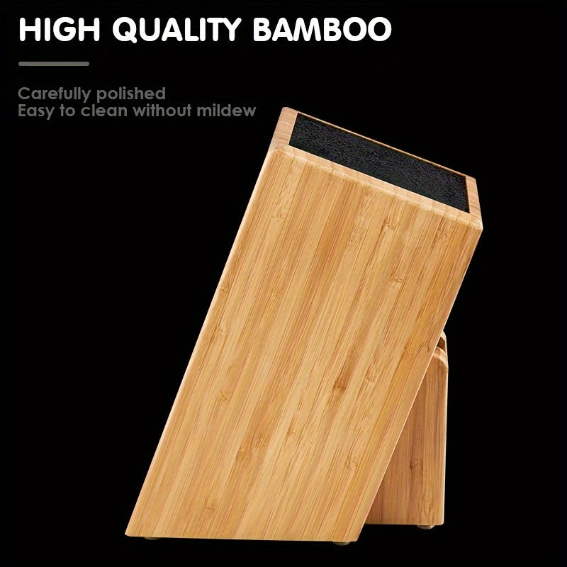 Bamboo Knife Stand with Removable Insert, Universal Fit, Easy to Clean