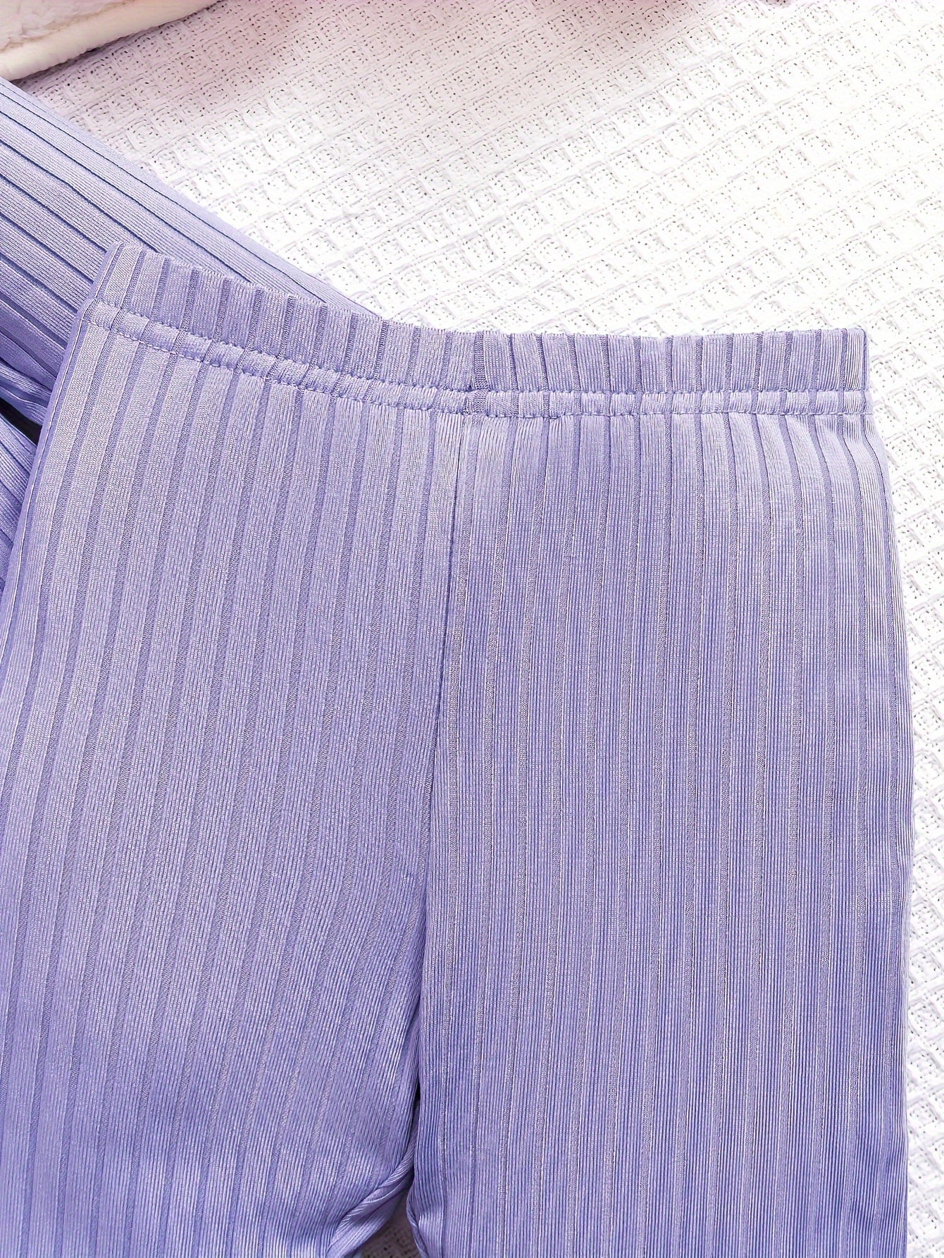 Qizlar uchun bolalar kiyimlari to'plami, uzun qo'lqopli Petal Pink chiziqli kofta va shimlar, kuzgi tashqi faoliyatlar uchun