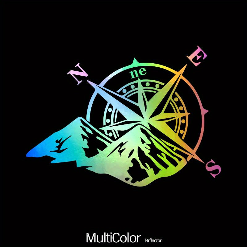 Calcomanías para vehículos de aventura, brújula reflectante, pegatinas de montaña, vinilo