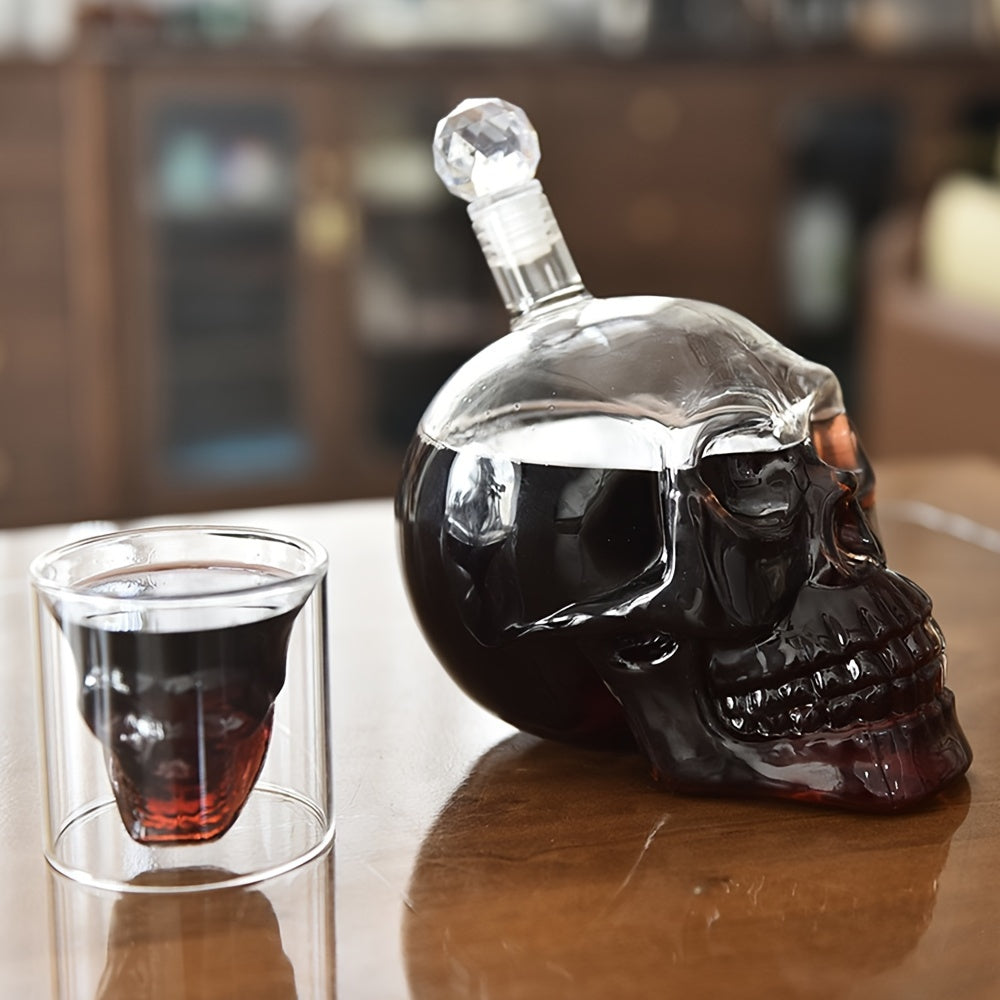 Skull-Shaped Glass Decanter 1000ml Liquor Wine Air-Tight Stopper