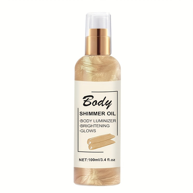 100ml Body Shimmer Oil with Golden Bronze Glow Moisturizing Illuminating for All Skin Types