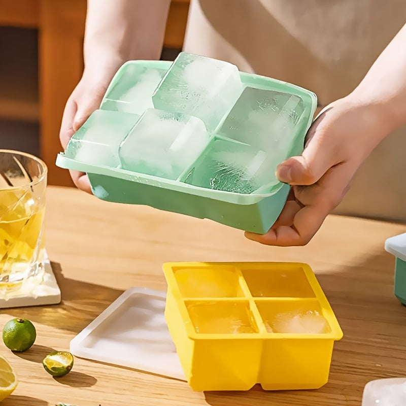 Large Silicone Ice Cube Tray With Lid Square Ice Molds Big Block Stackable