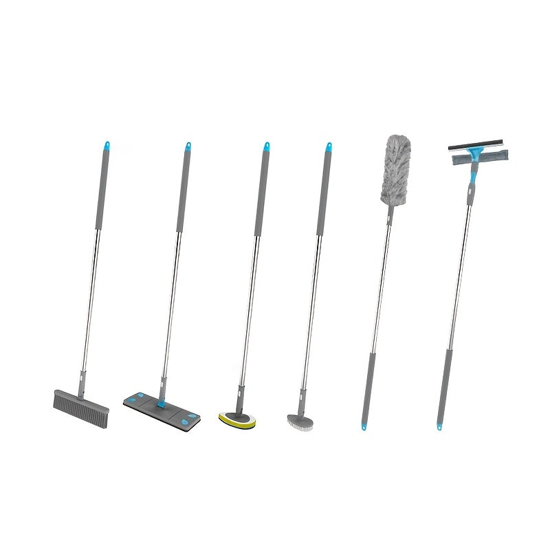 7-chiqishli ko‘p maqsadli tozalash to‘plami, zanglamaydigan po‘lat va plastmassa asboblar, uy yuzalariga