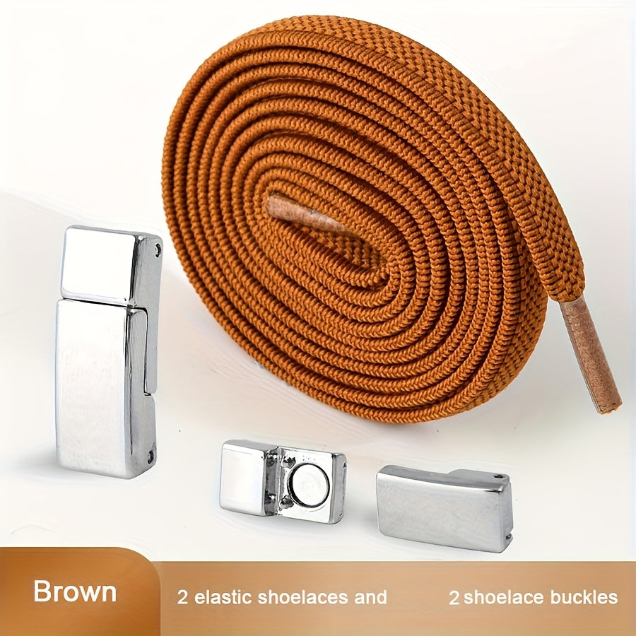 Unisex Metal Magnetic Shoelace Buckle Solid Color Elastic Lace Clip