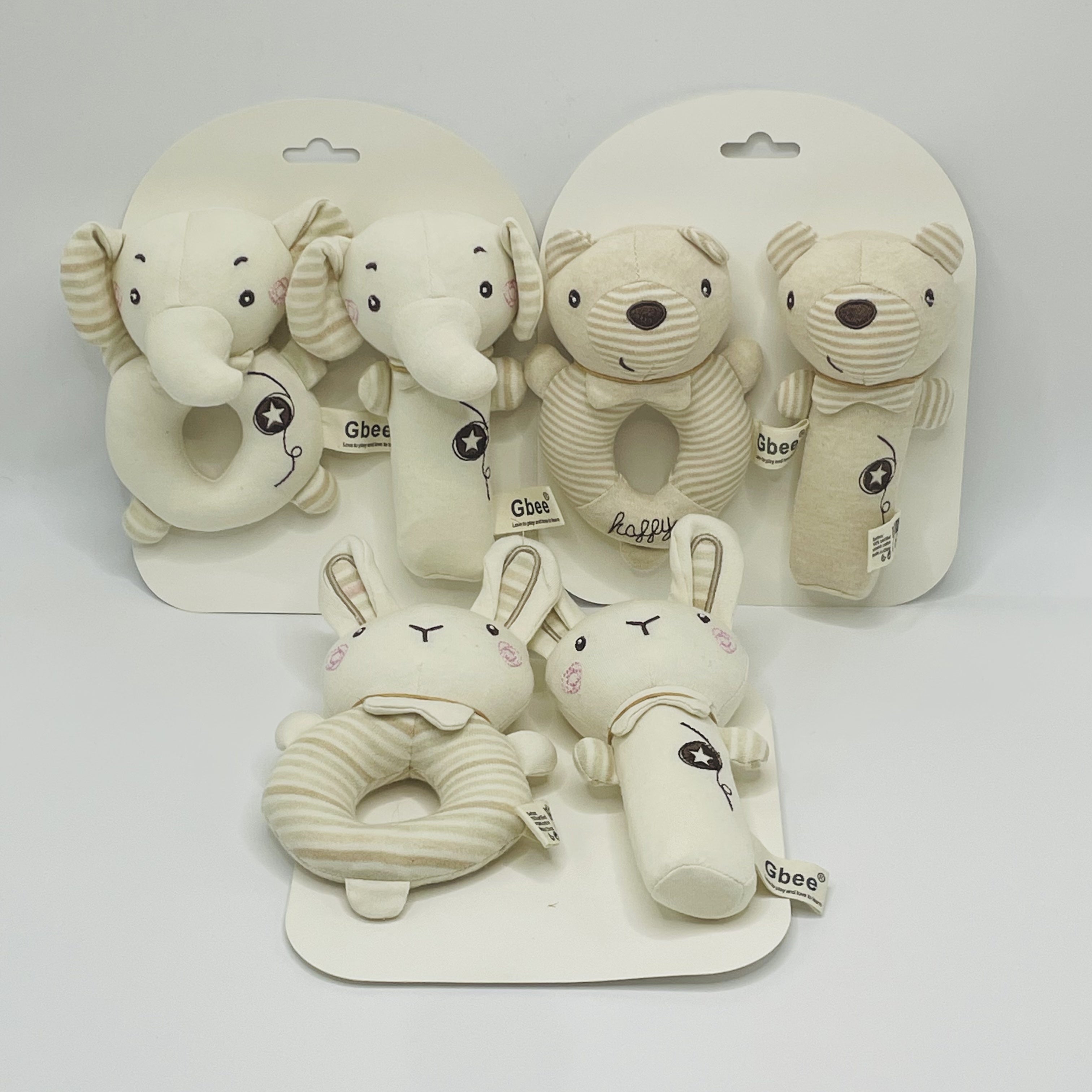 Набор из 2 успокаивающих игрушек для детей - очаровательные погремушки с дизайном мультяшных животных, изготовленные из мягкого полиэстера, идеально подходят в качестве подарков на Хэллоуин и Рождество