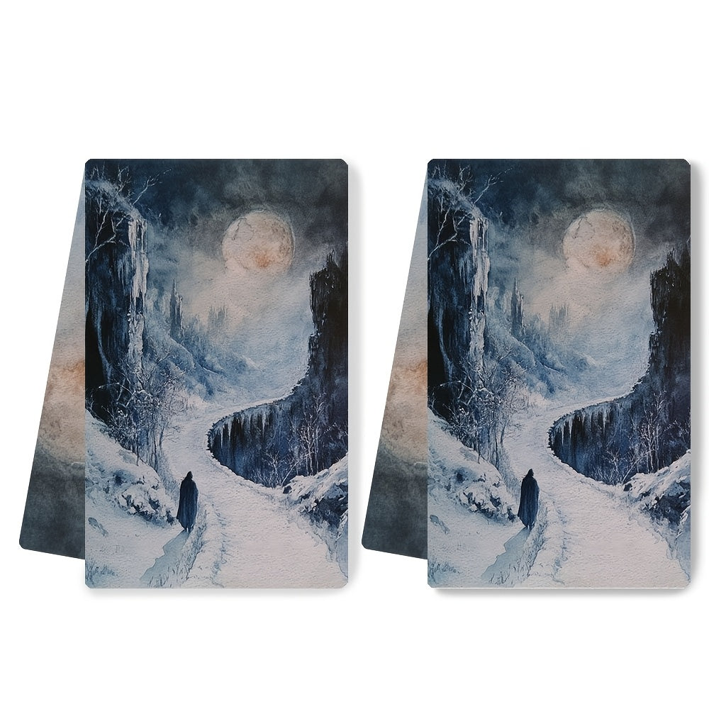 Two Pieces Ultra Soft Kitchen Towels 40x60cm Absorbent Dish Hand Towels