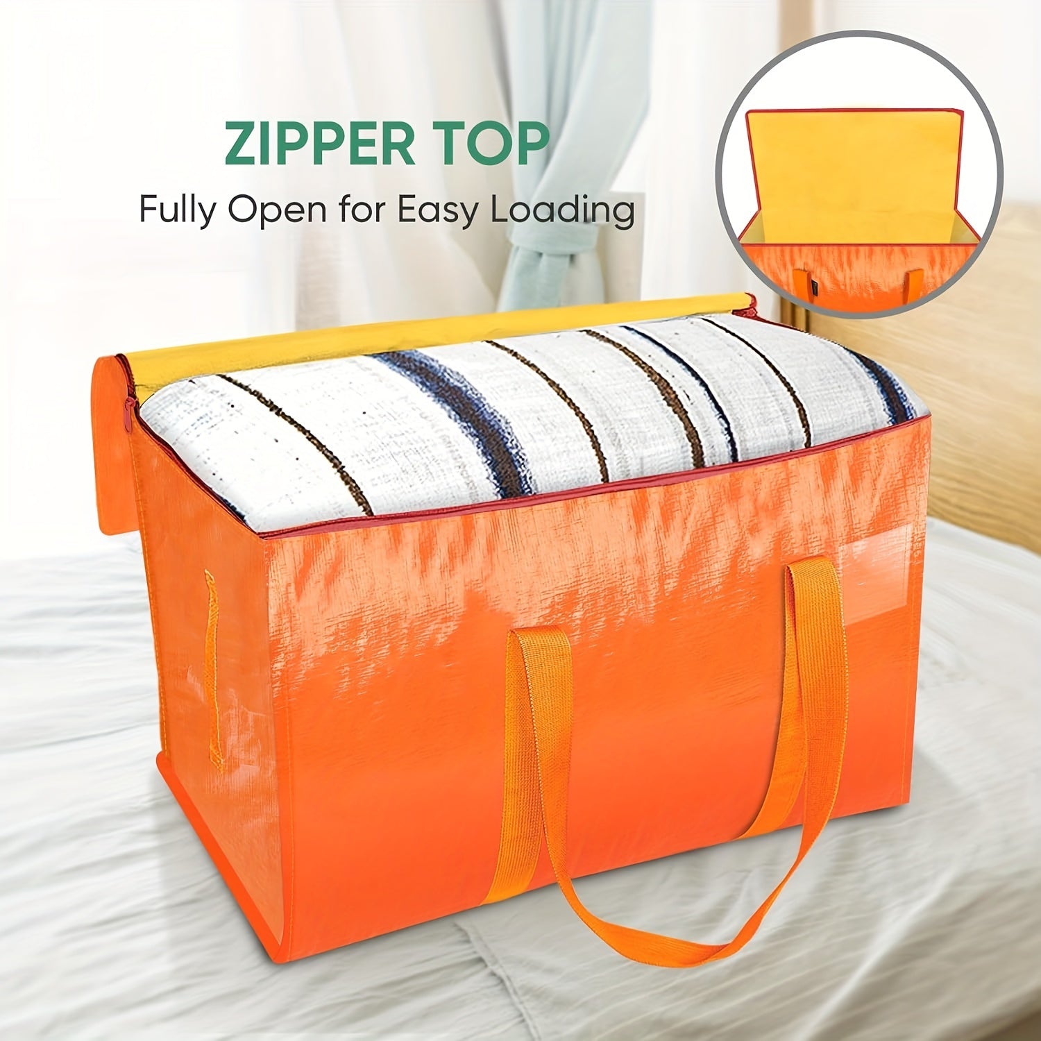 Сумки для переезда экстра большого размера с молниями, ручками для переноски, прочные для хранения - упаковка из 2/4/6 штук. Идеально подходит для организации и экономии пространства в вашей спальне, доме, шкафу или гардеробе.