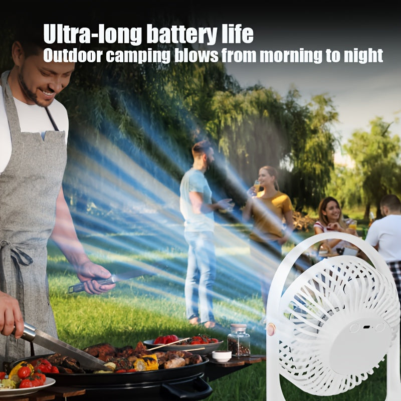 Ultra-quiet USB-C ish stoli ventilyatori, 5 tezlik, 360° burilish, kechki chiroq