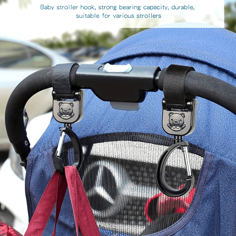 Adjustable Stroller Hooks with 360 Degree Rotation and Detachable Design Plastic