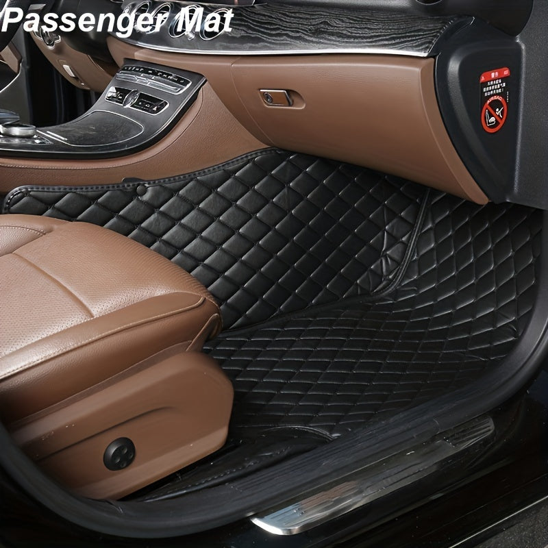 All-Season PU Leather Floor Mats for EV Car Black Full Set