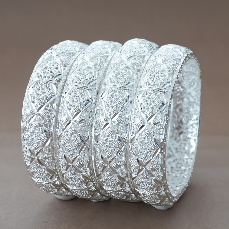 Set of 4 Women's Silver Plated Bridal Bracelets for Middle East and Africa
