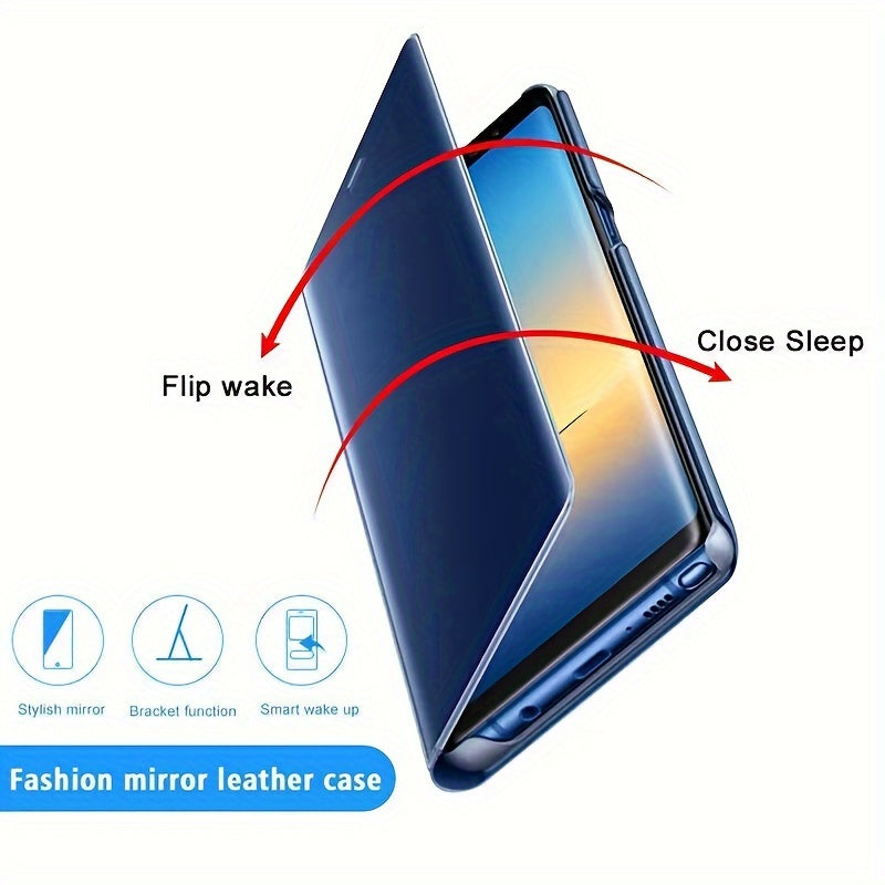 Luxury Mirror Flip Phone Case for Samsung Galaxy with Stand and Shockproof Protection