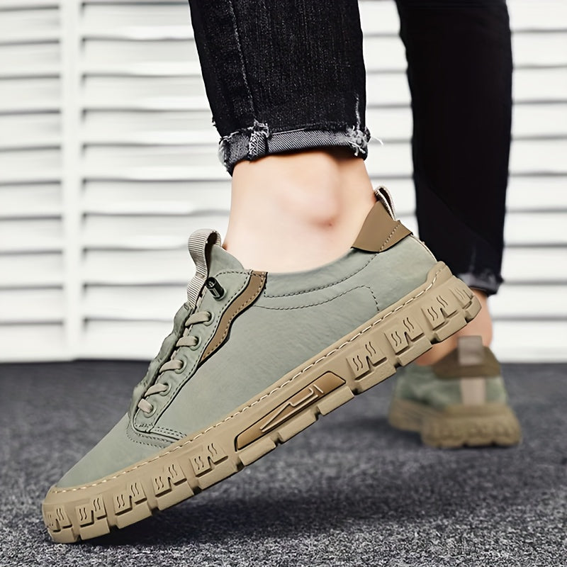 Zapatos de skate casual de lona para hombre, transpirables, con cordones, zapatillas urbanas para actividades al aire libre