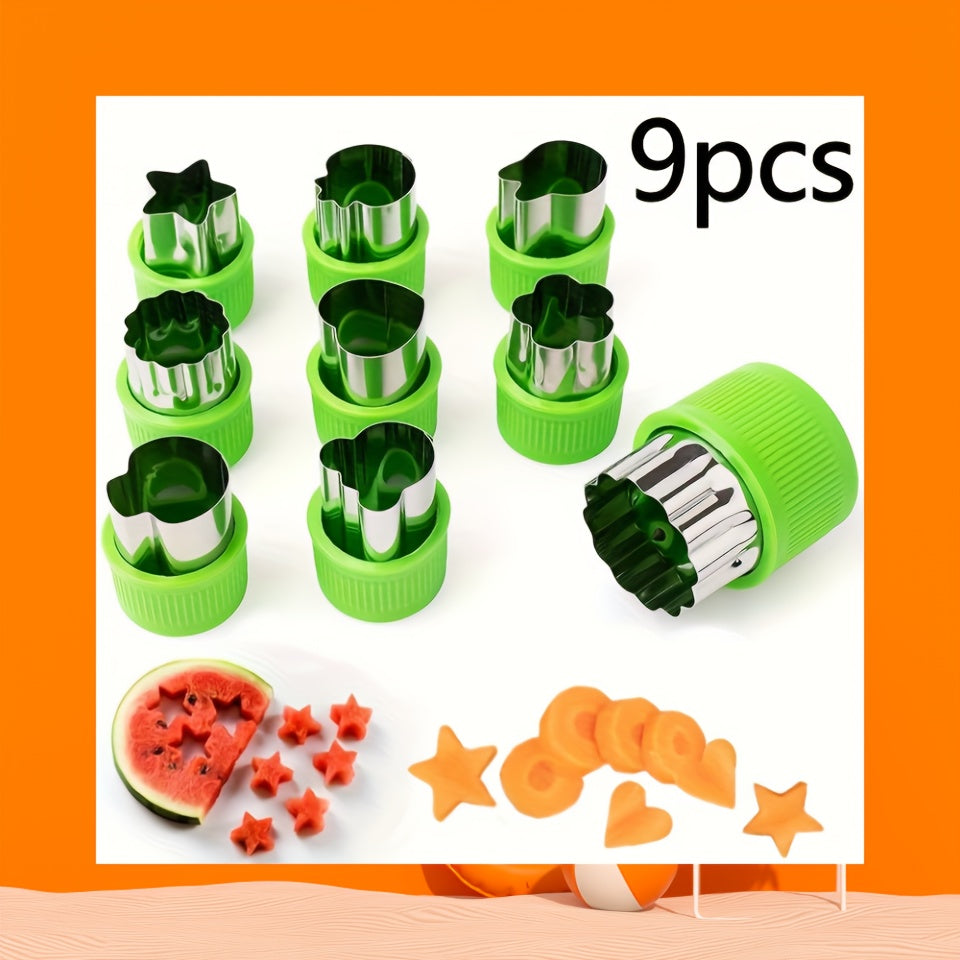 Set of 9 Stainless Steel Mini Vegetable Cutter Shapes for Baking and Food Decorating
