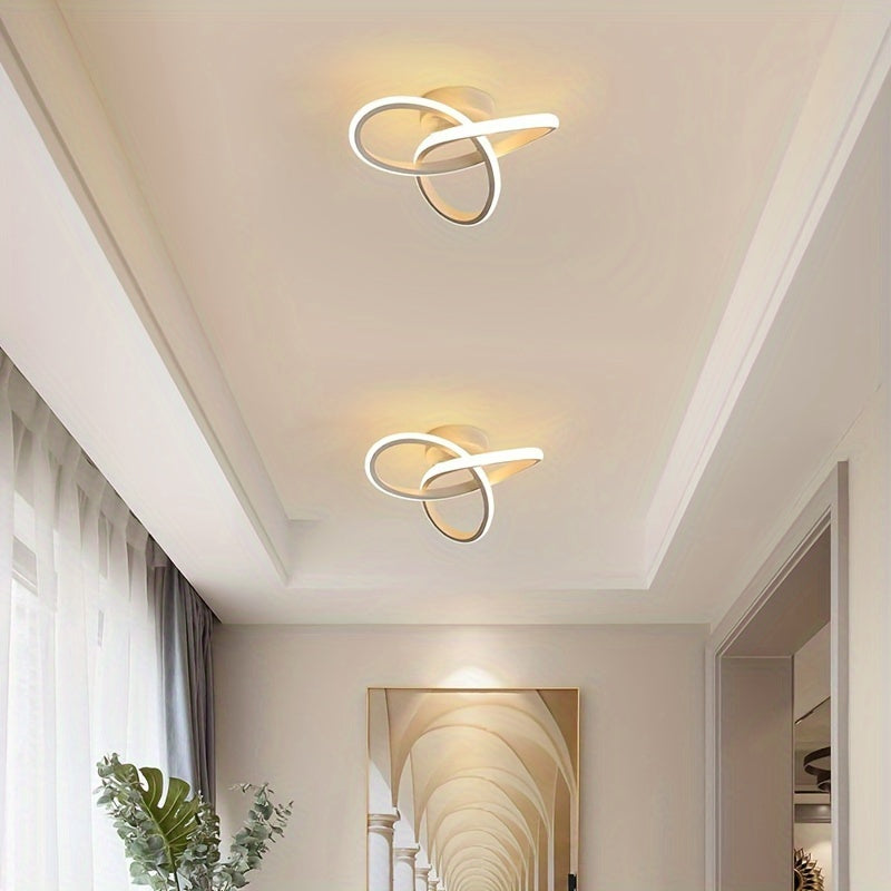 LED Ceiling Light Fixture Modern Knot Design Black White Metal Indoor Ambient Lighting