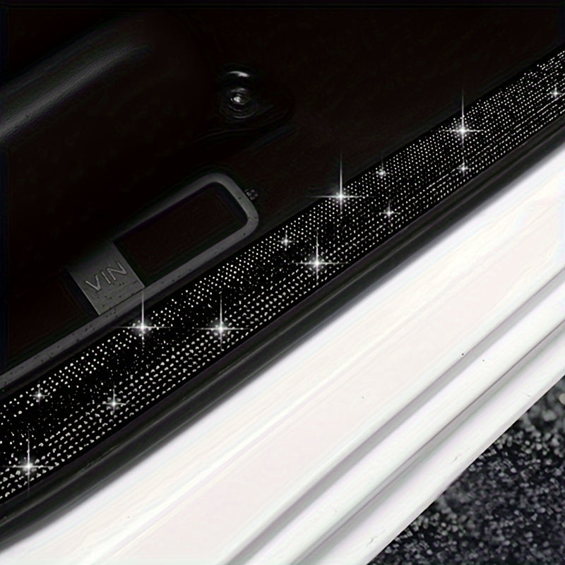 Cinta protectora para umbral de puerta de coche, decorada con rhinestones, autoadhesiva, 60cm
