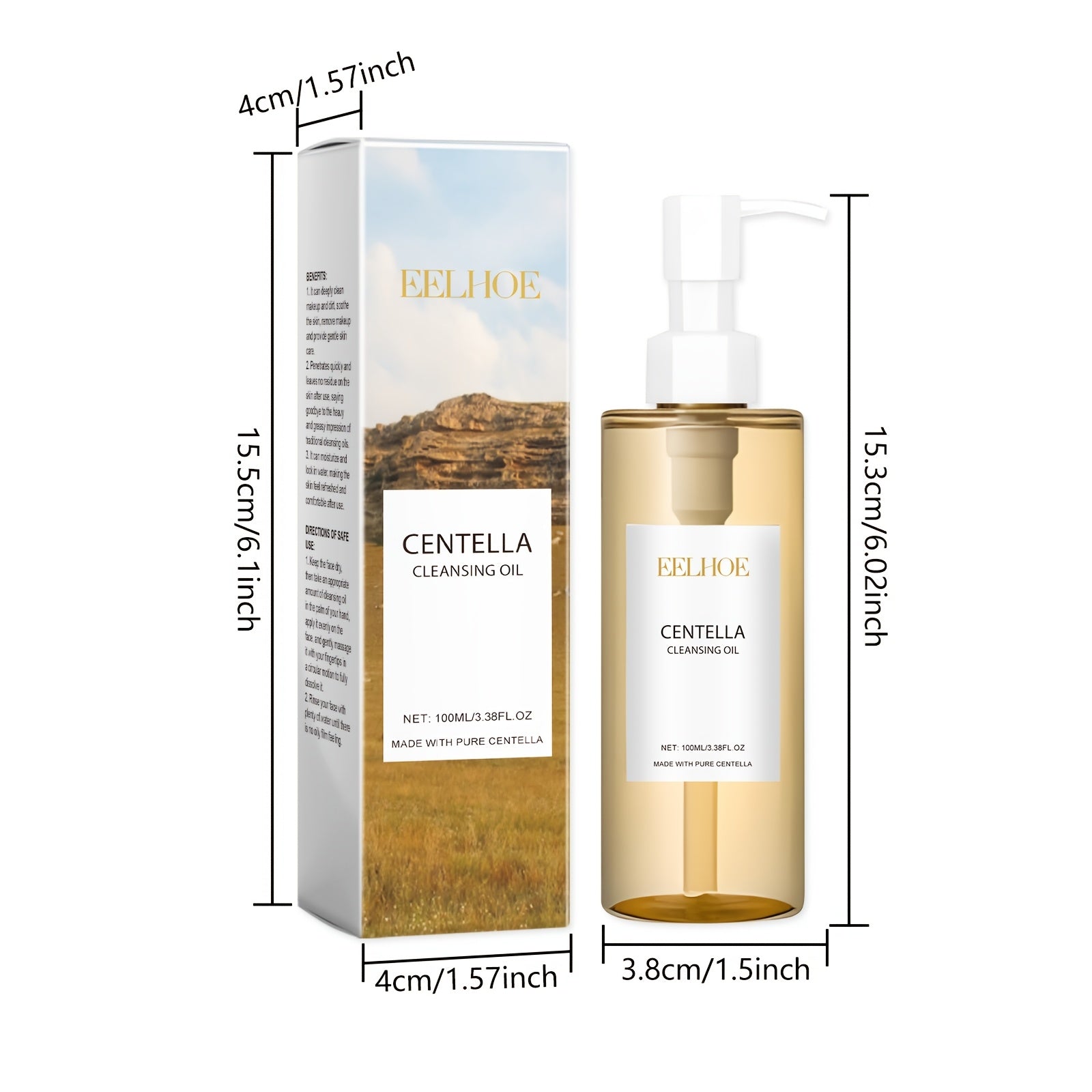 EELHOE Centella Yuqoriga Olish Yuz Tozalash Moyi - Hamma teri turlari, shu jumladan sezgir teri uchun oziqlantiruvchi ingredientlar bilan yumshoq makiyaj olib tashlovchi. Silliq qadoqlash.