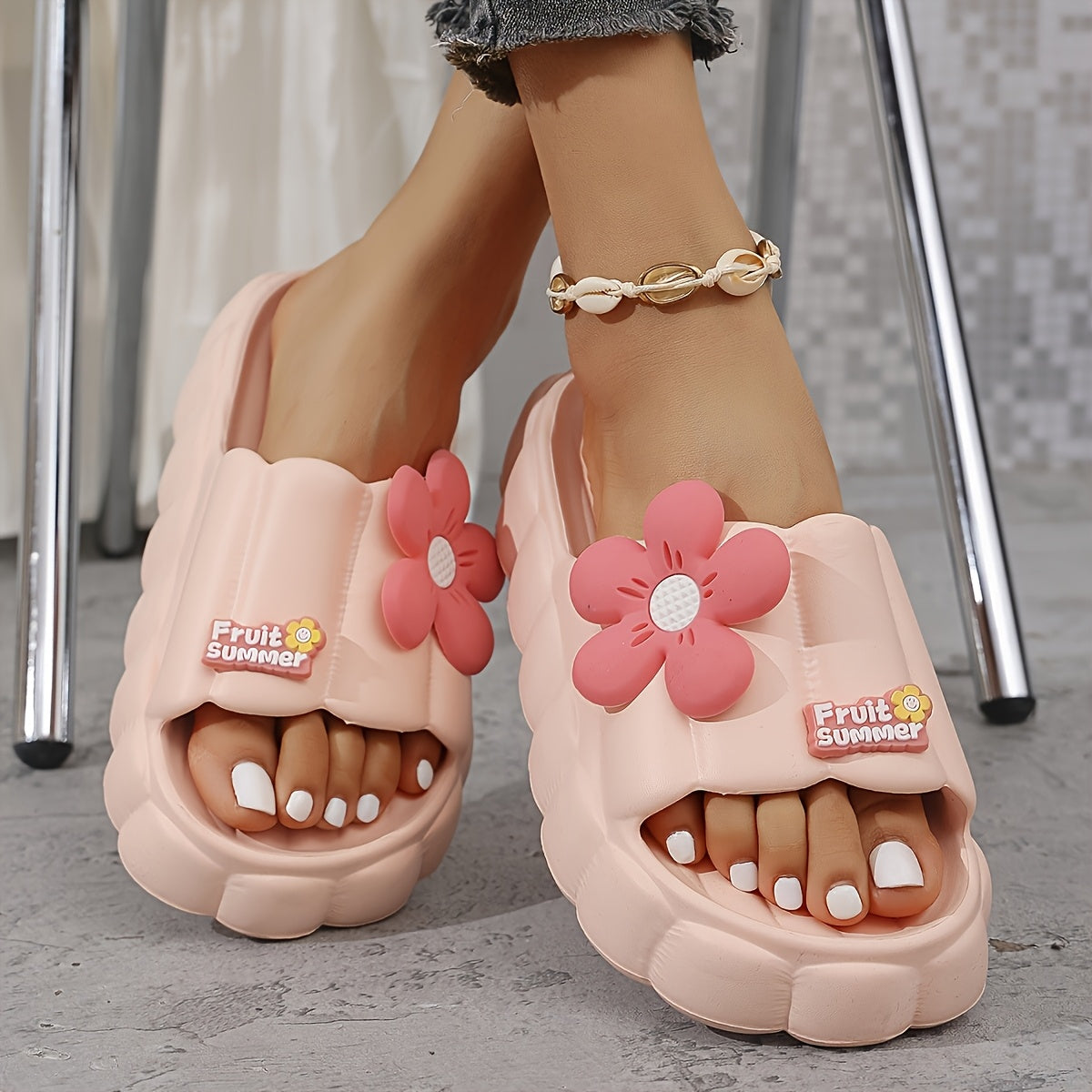 Women's Sunflower Decorative Slip-On Sandals Lightweight Comfortable Indoor Outdoor