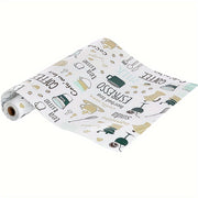 Shelf Liner for Kitchen Cabinets Non-Adhesive Slip-Resistant Drawer Mat Espresso Coffee Tea Pattern 30cm x 200cm